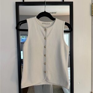 Abercrombie & Fitch Cream Sleeveless Knit Button-Front Tank